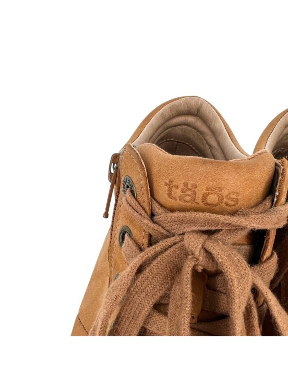 Taos Winner Leather High-Top Comfort Sneakers Side Zipper Cognac Brown Size 7.5 - Picture 10 of 14